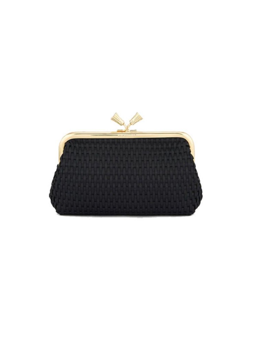 ANYA HINDMARCH Maud Clutch Tassel In Black Satin