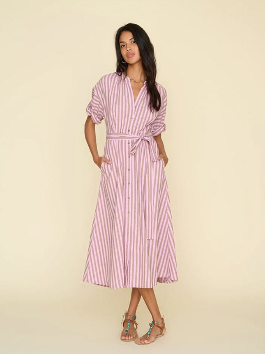 XIRENA Liora Dress In Fig Stripe