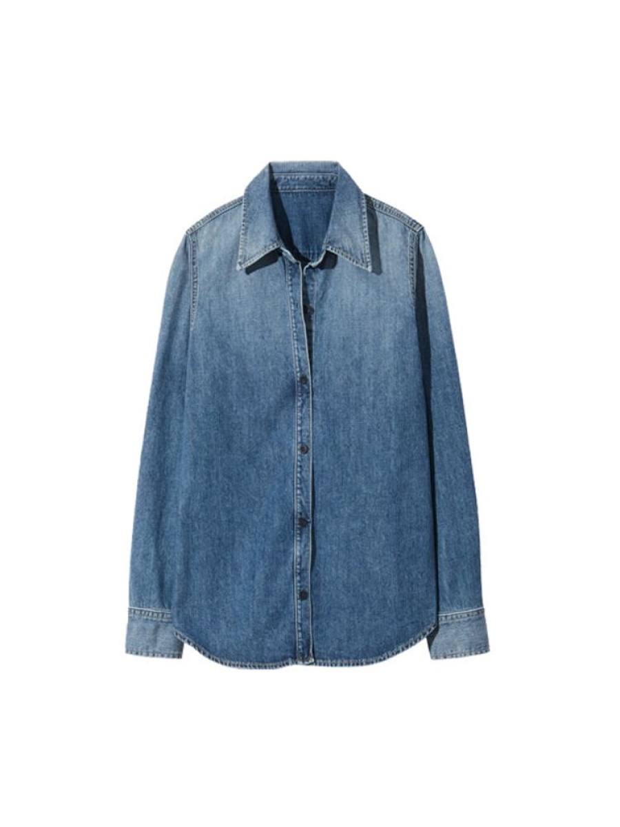 NILI LOTAN Marlise Denim Shirt In Ocean Wash