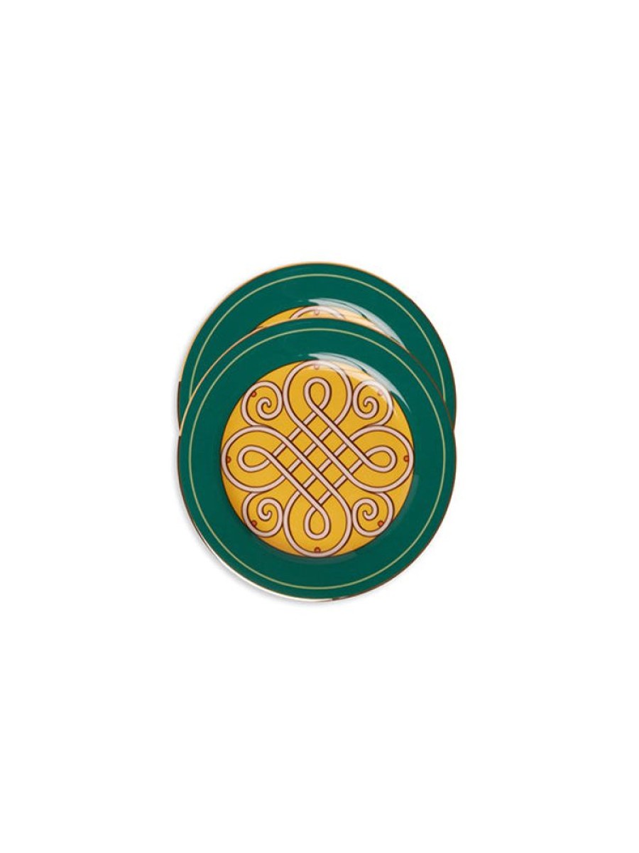 LA DOUBLEJ Dessert Plates Set Of 2 In Cortile Green