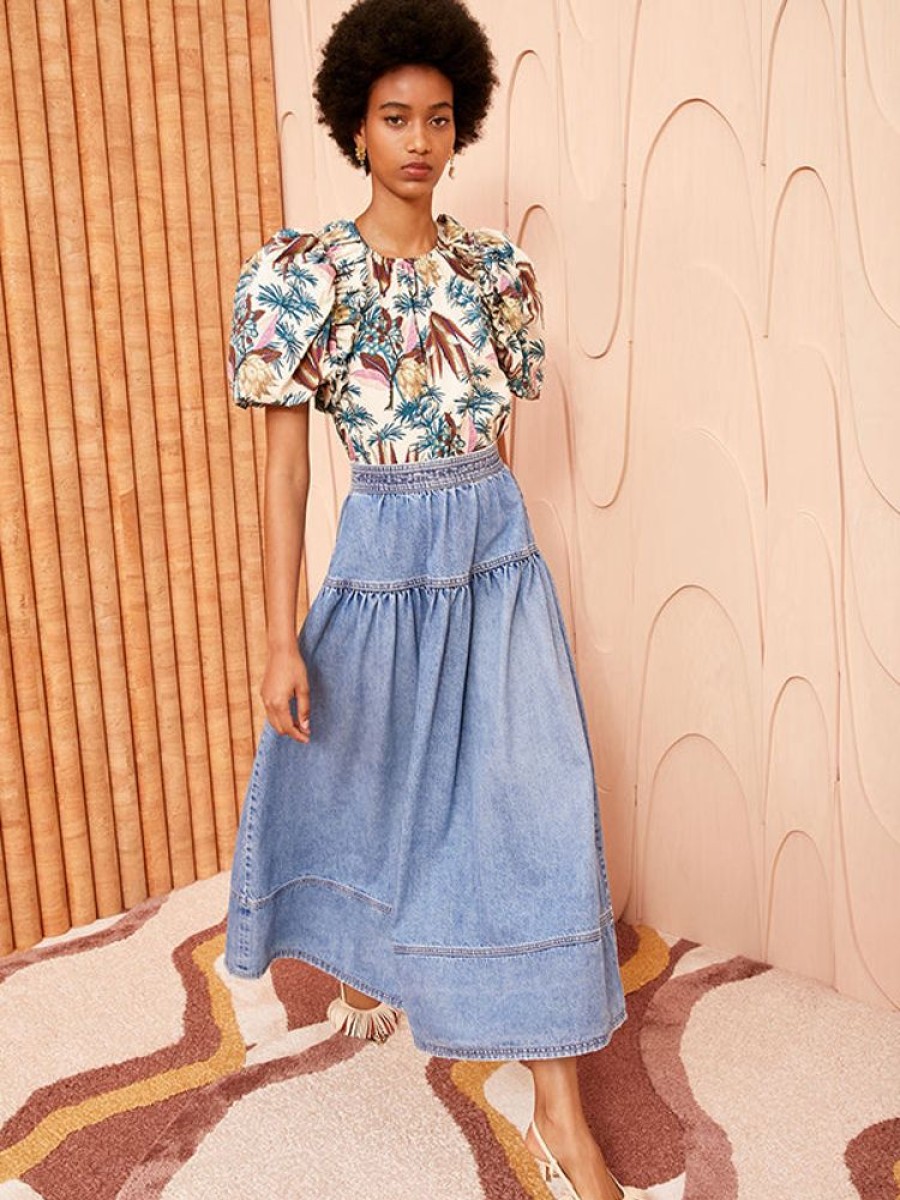 ULLA JOHNSON The Astrid Skirt In Adriatic Wash