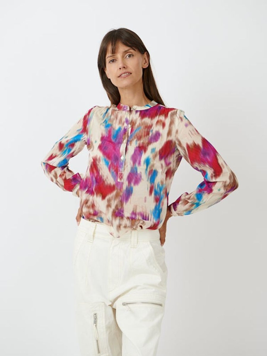 ISABEL MARANT ETOILE Maria Top In Beige/Raspberry