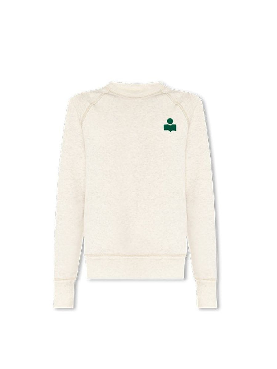 ISABEL MARANT ETOILE Milla Sweat Shirt In Ecru/Emerald