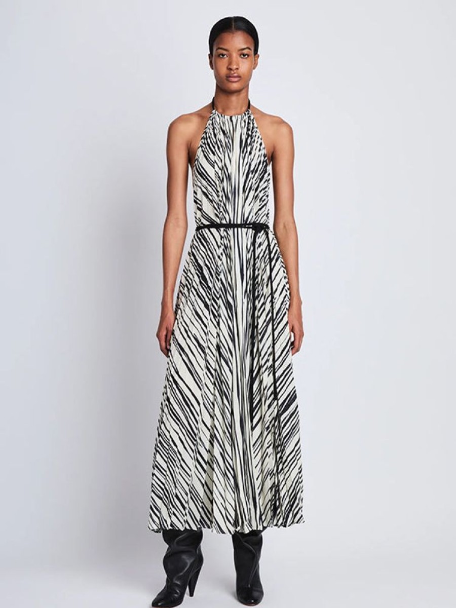 PROENZA SCHOULER Frida Halter Dress In Ecru/Multi