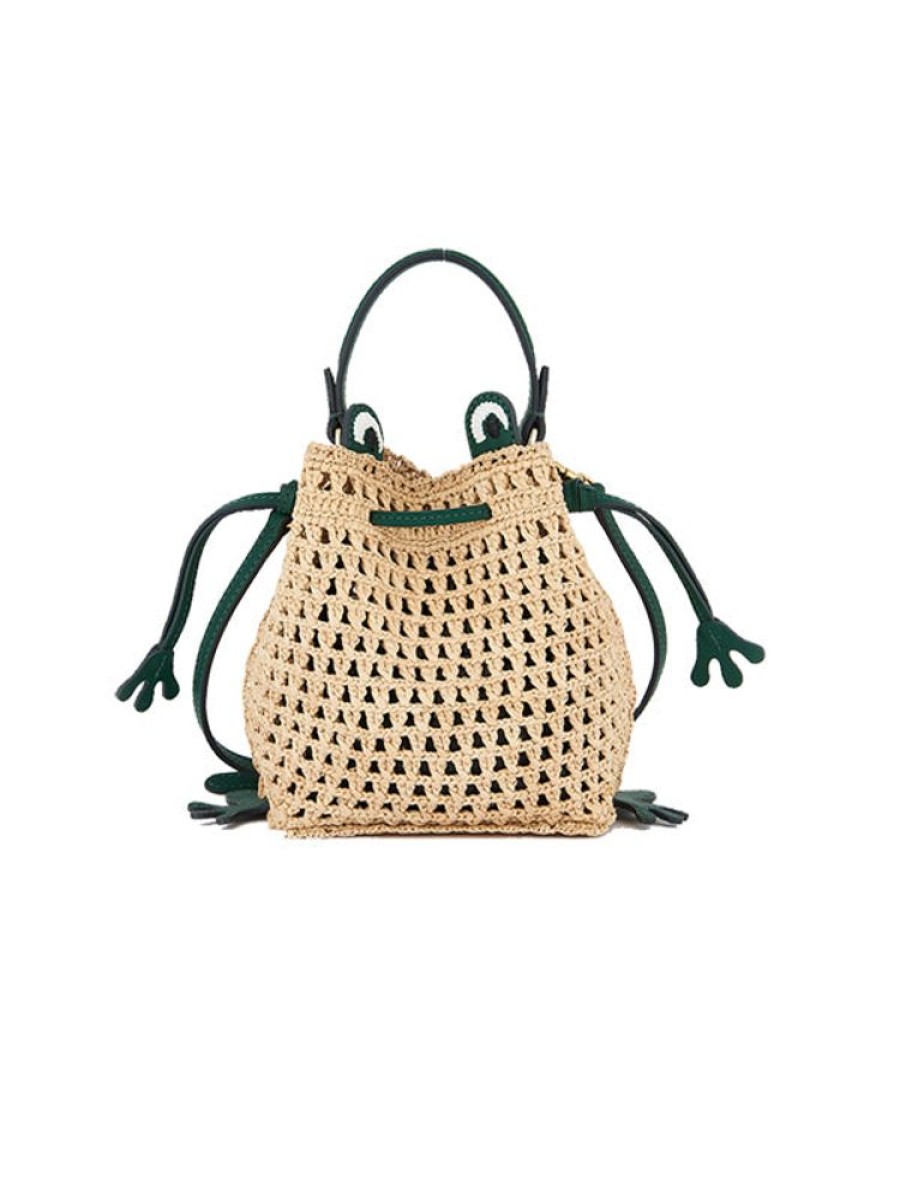 ANYA HINDMARCH Cross Body Frog In Natural Raffia