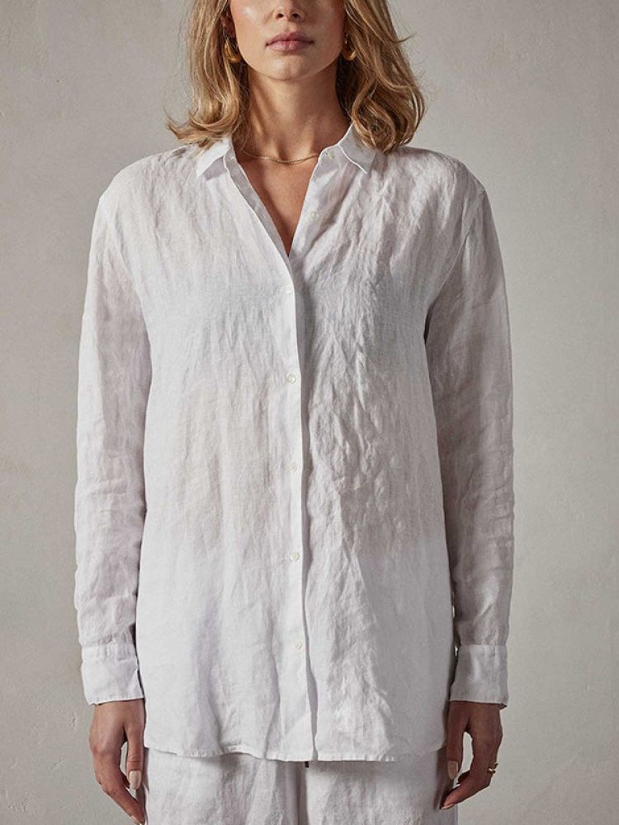 JAMES PERSE Lightweight Linen Shirt In White