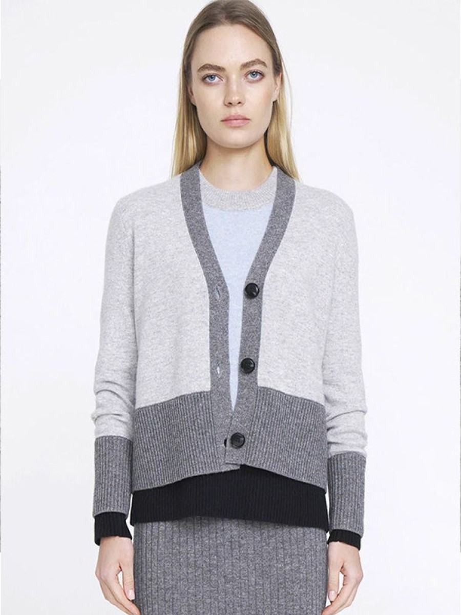 ALEGER CASHMERE N.74 Cashmere Cardigan In Polar Grey