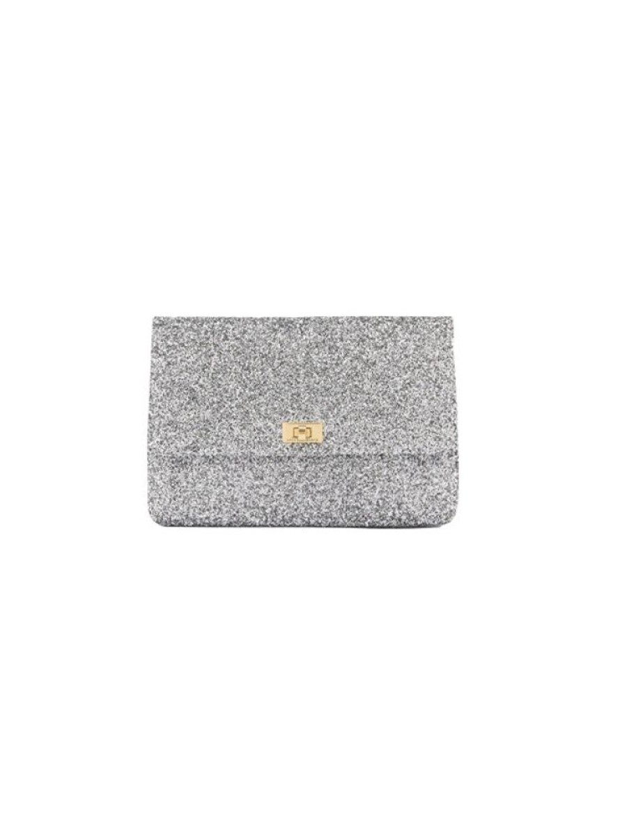 ANYA HINDMARCH Valorie Clutch In Anthracite Glitter