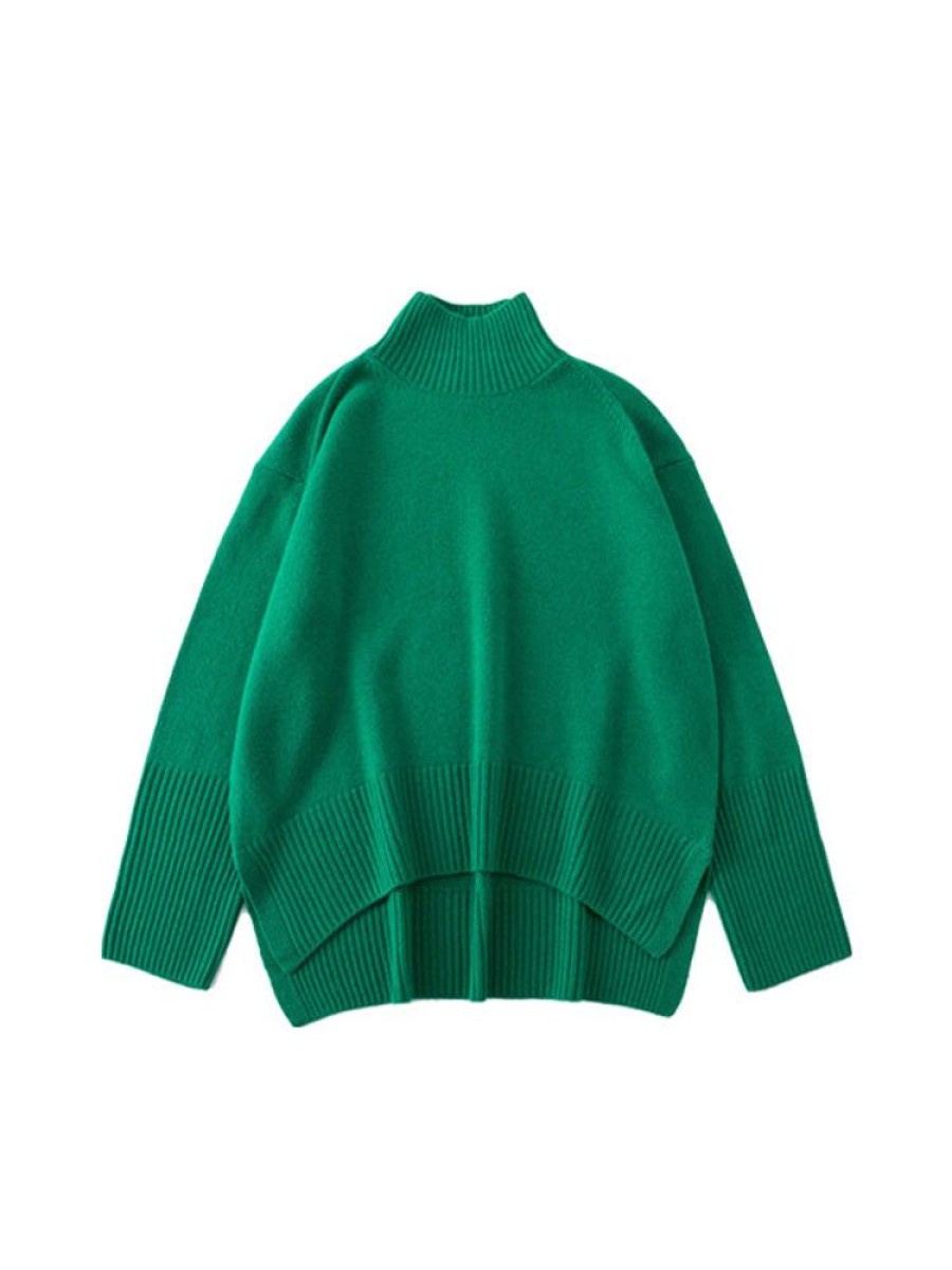 ALEGER CASHMERE N.07 Cashmere Chunky Polo In Emerald