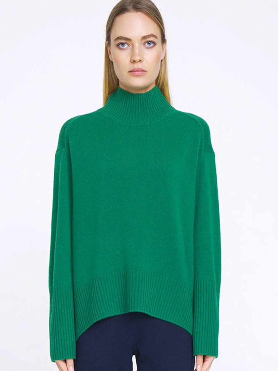 ALEGER CASHMERE N.07 Cashmere Chunky Polo In Emerald