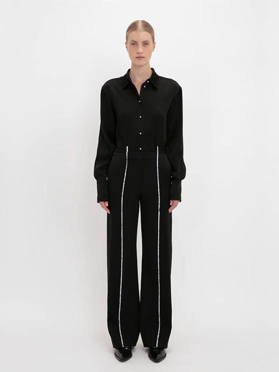 VICTORIA BECKHAM Straight Leg Deconstructed Trouser In Black