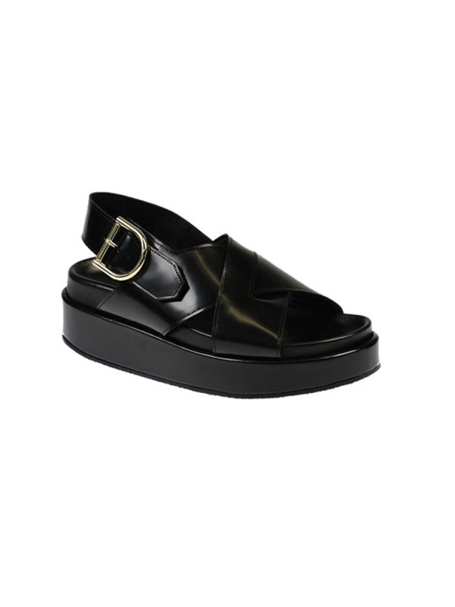 DRIES VAN NOTEN Crisscross Platform In Fussbett In Black