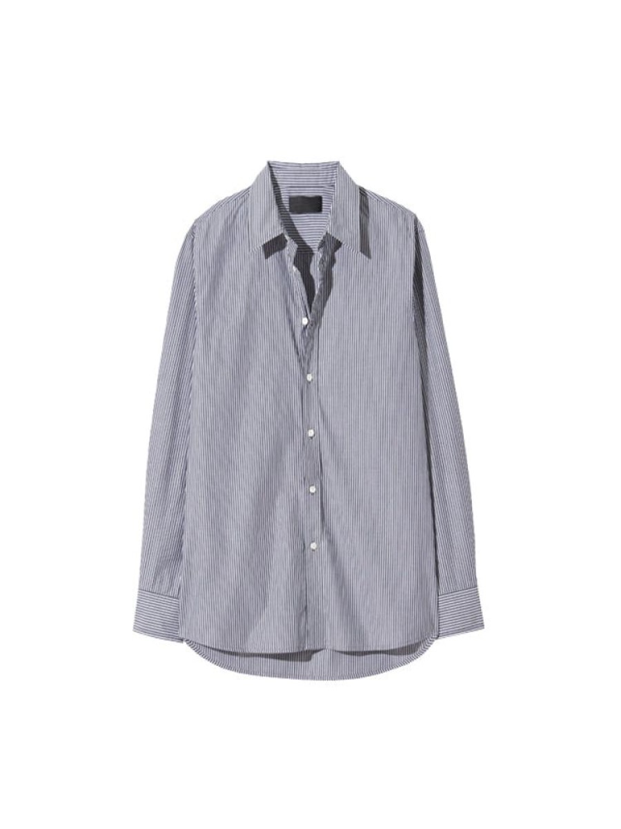 NILI LOTAN Raphael Classic Shirt In Navy/White Stripe