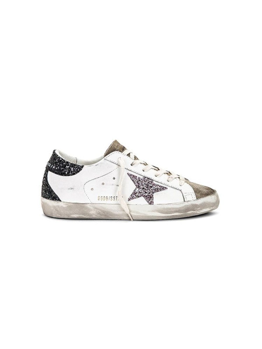 GOLDEN GOOSE Super-Star In Mauve Glitter & Black