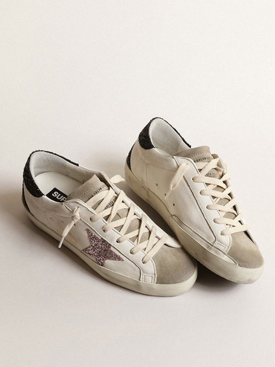 GOLDEN GOOSE Super-Star In Mauve Glitter & Black