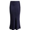 ANINE BING Bar Silk Skirt In Navy