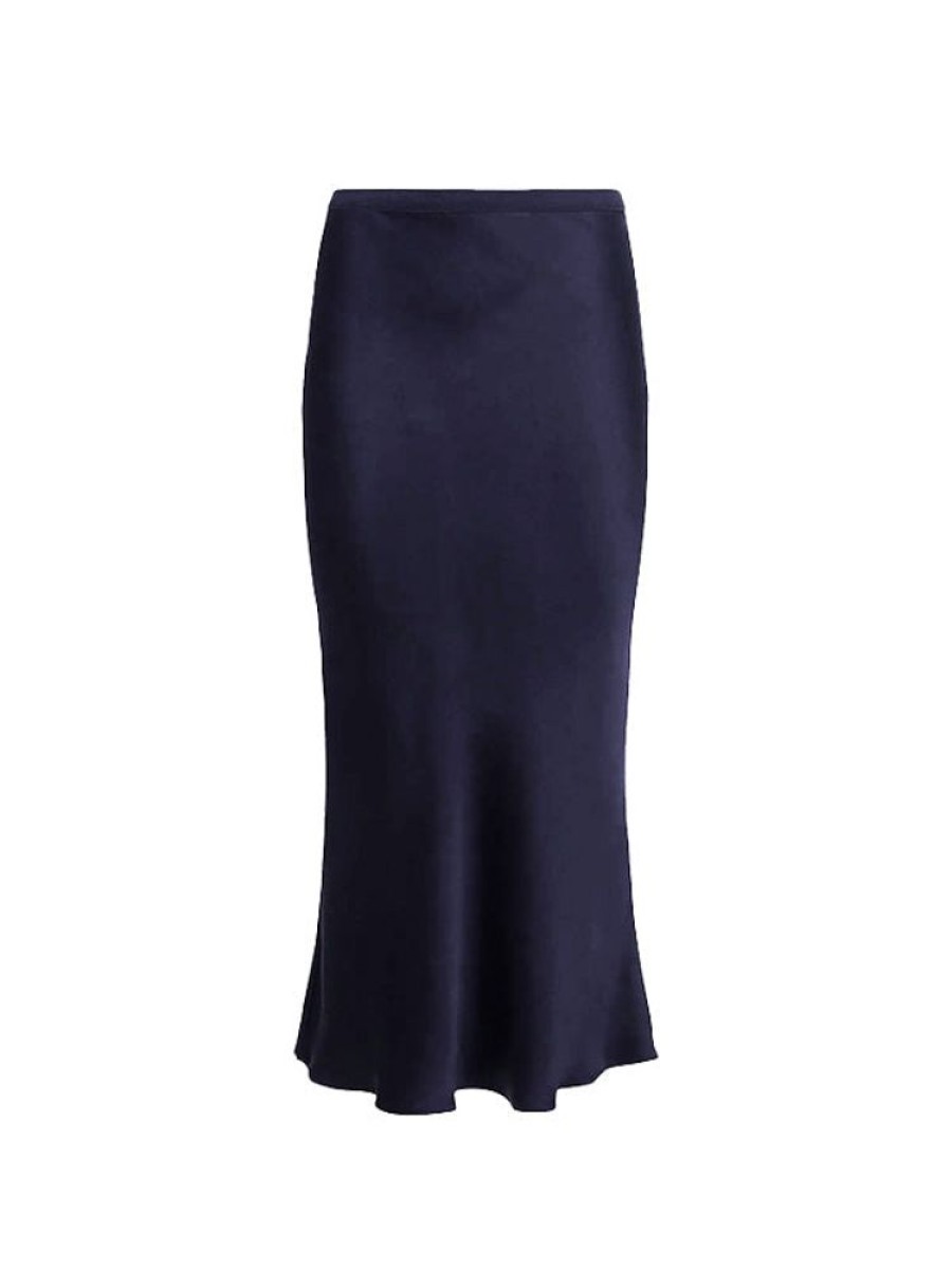 ANINE BING Bar Silk Skirt In Navy