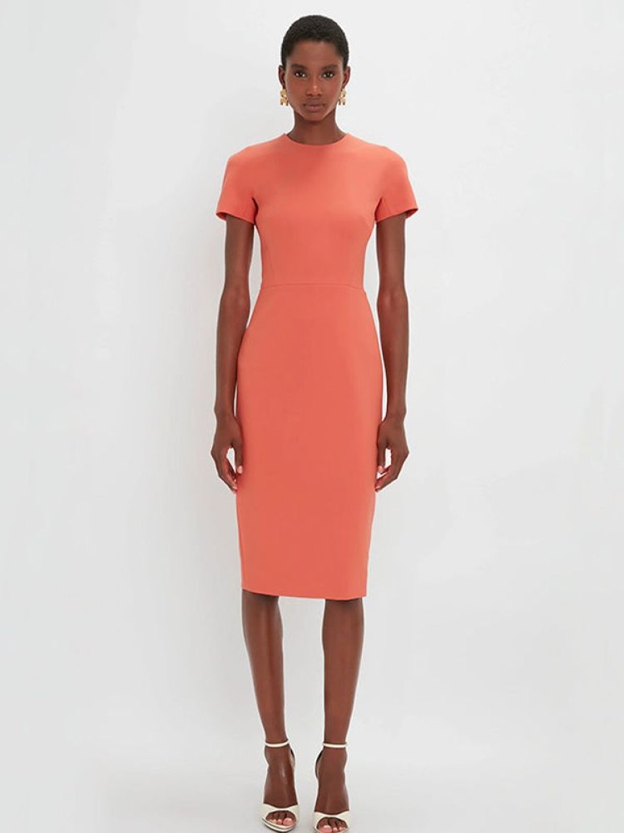 VICTORIA BECKHAM T-Shirt Dress In Papaya