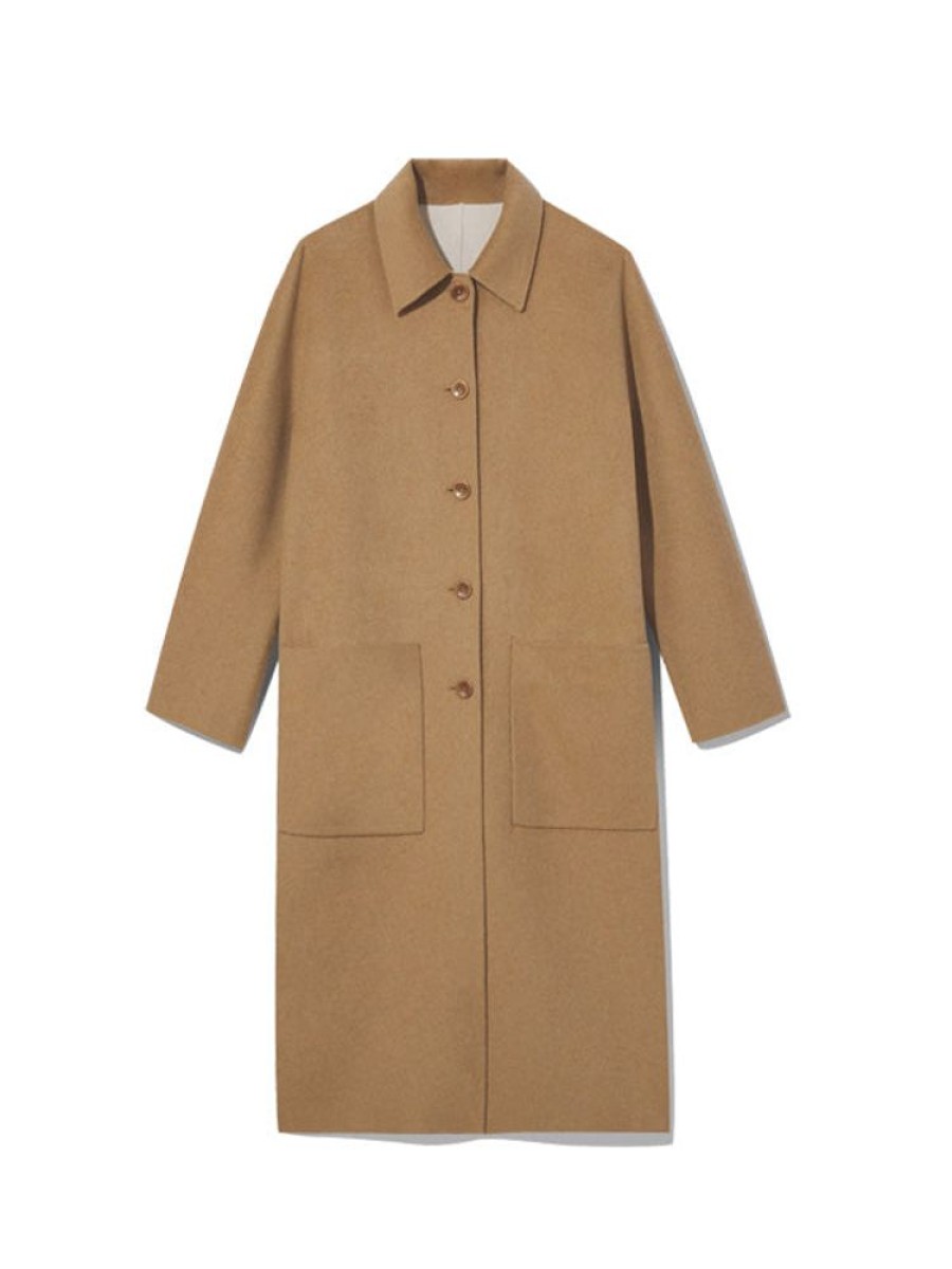 PROENZA SCHOULER WHITE LABEL Reversible Double Face Coat In Camel/Off White