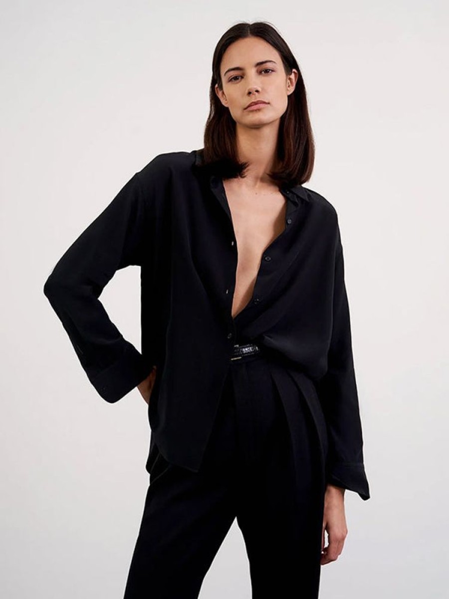 NILI LOTAN Julien Shirt In Midnight