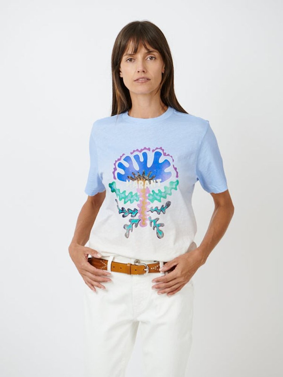 ISABEL MARANT ETOILE Zewel Tee Shirt In Light Blue