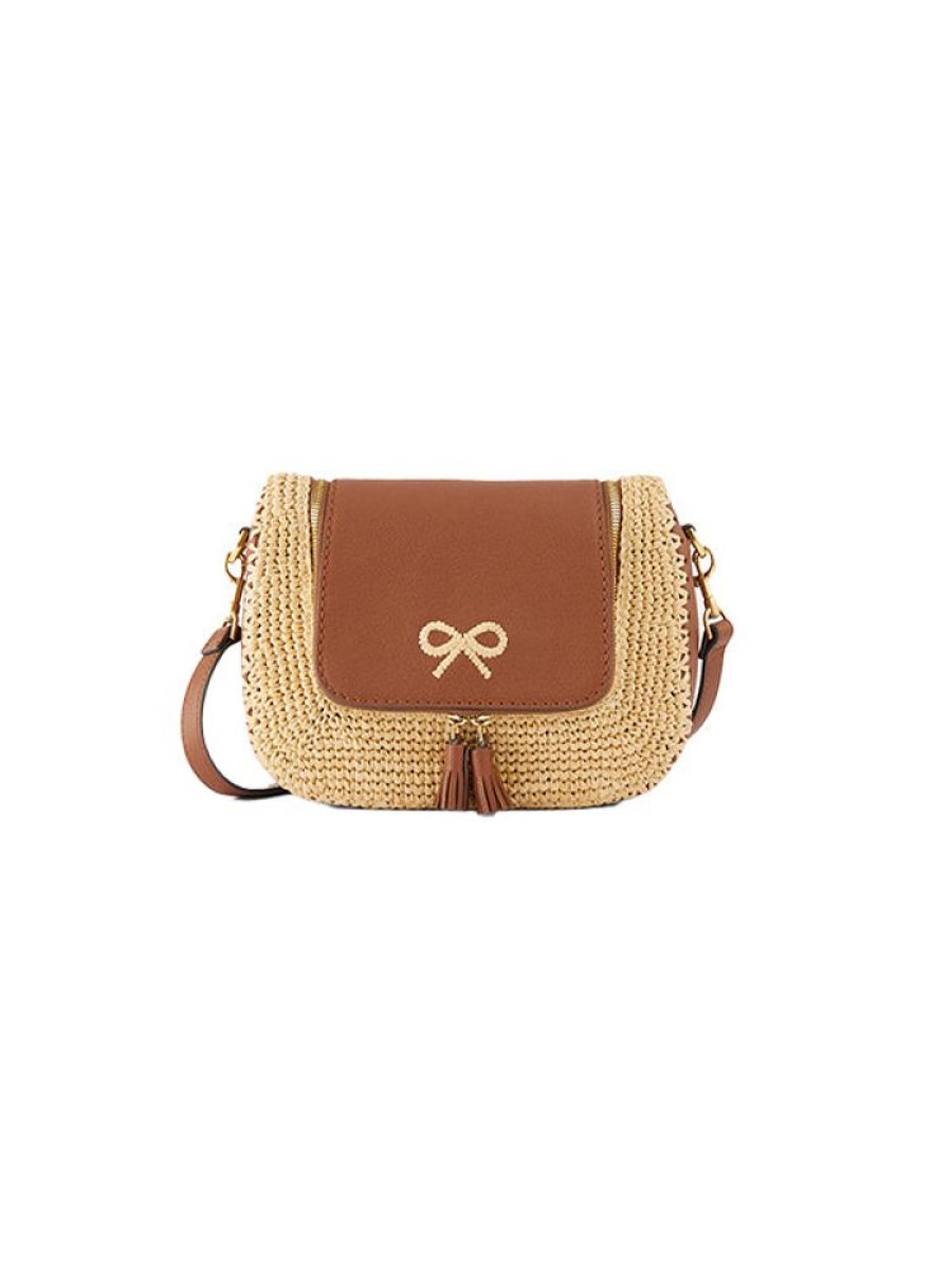 ANYA HINDMARCH Vere Small Satchel In Raffia With Cedar