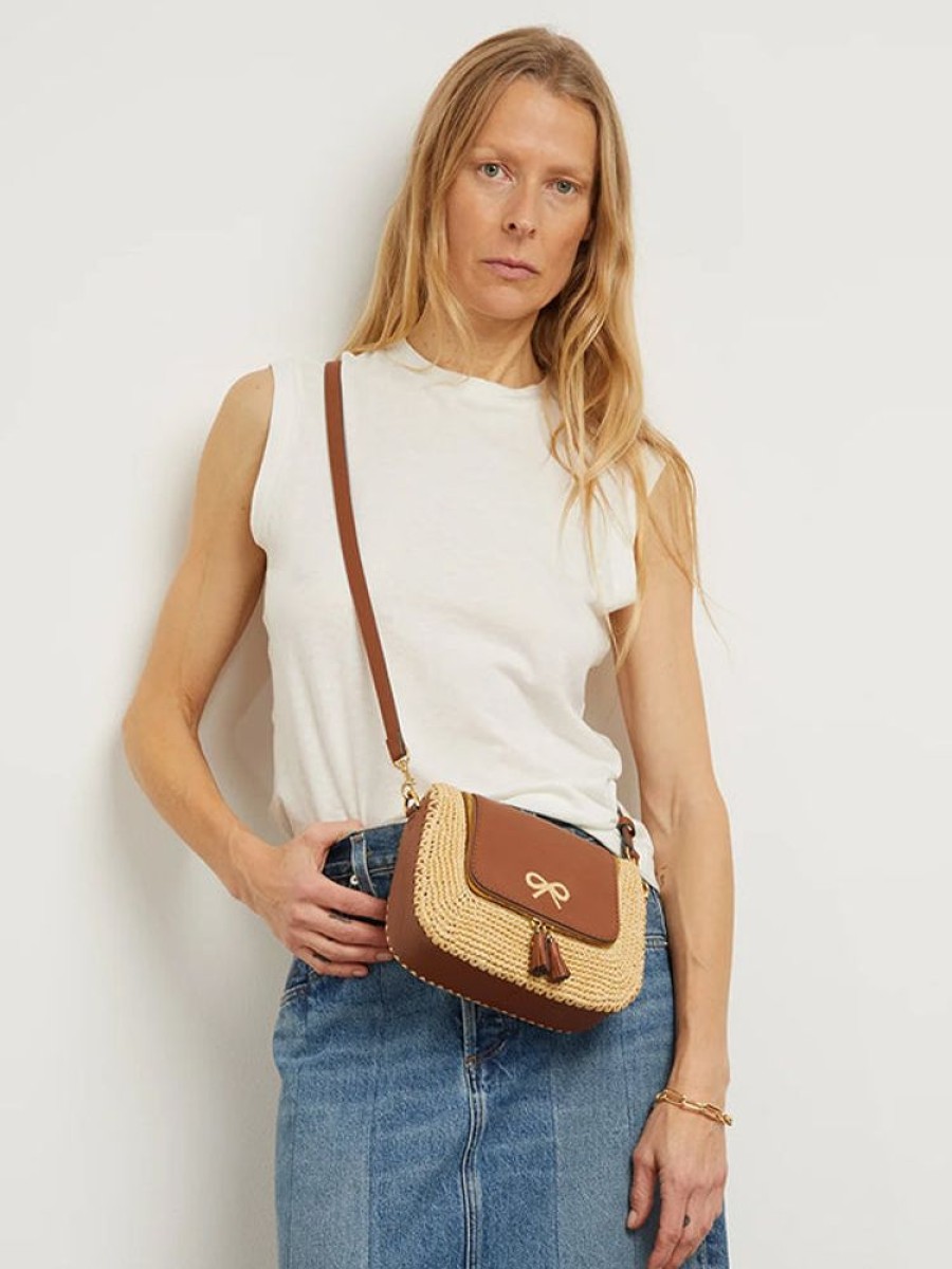 ANYA HINDMARCH Vere Small Satchel In Raffia With Cedar