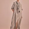 ILIO NEMA Knossos Caftan In Green Stripe