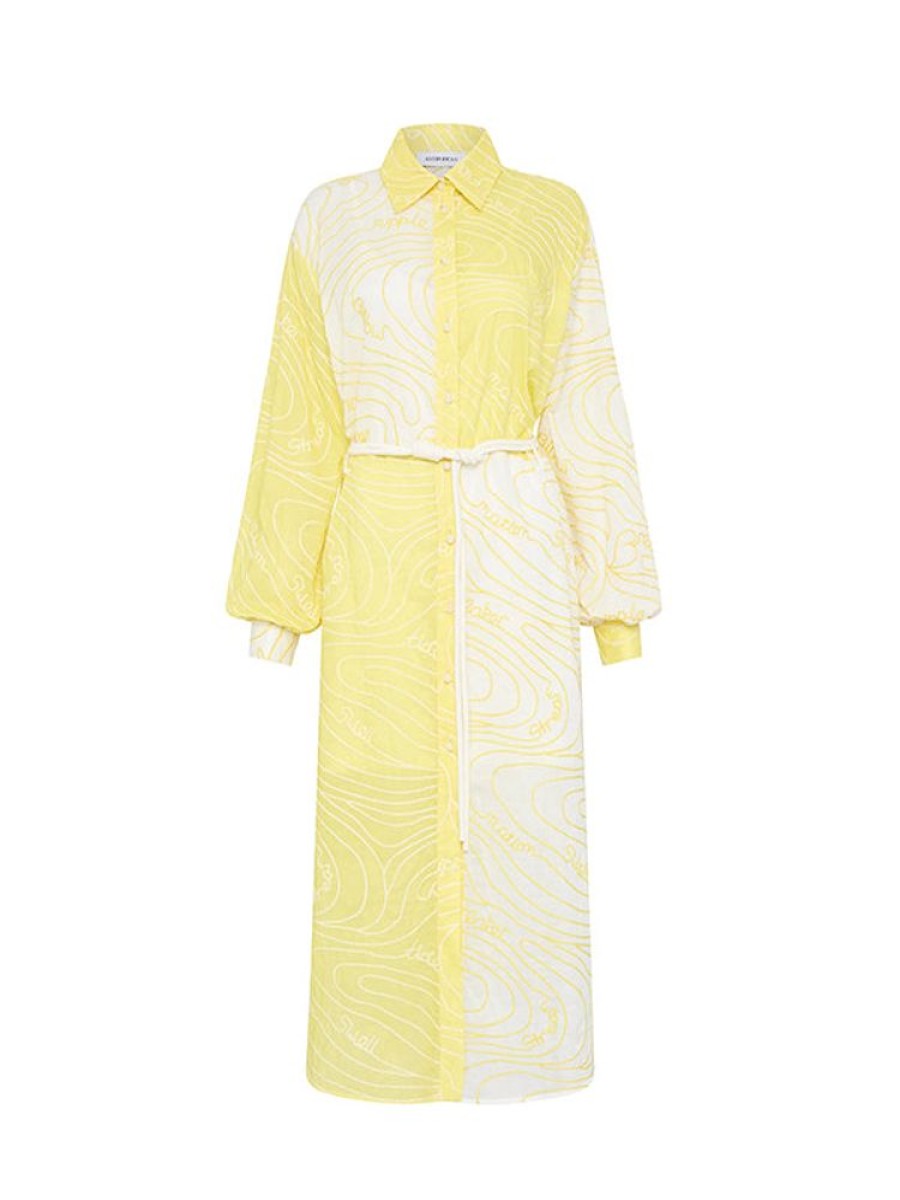 ANTIPODEAN Surge Belted Shirt Dress In Zest