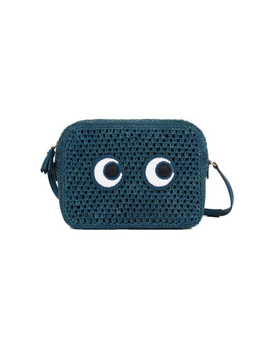 ANYA HINDMARCH Cross Body Eyes In Light Petrol Raffia