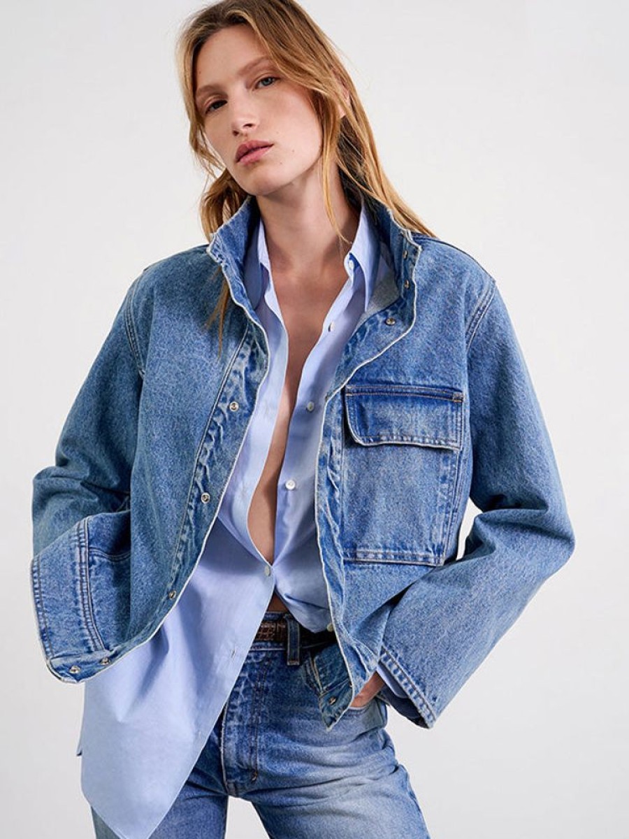 NILI LOTAN Marilou Denim Jacket In Summer Wash