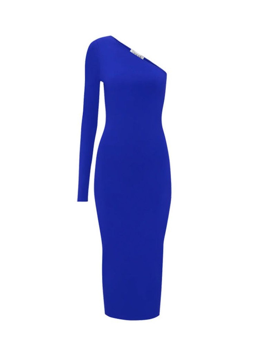 VICTORIA BECKHAM Vb Body One Shoulder Midi Dress In Colbolt