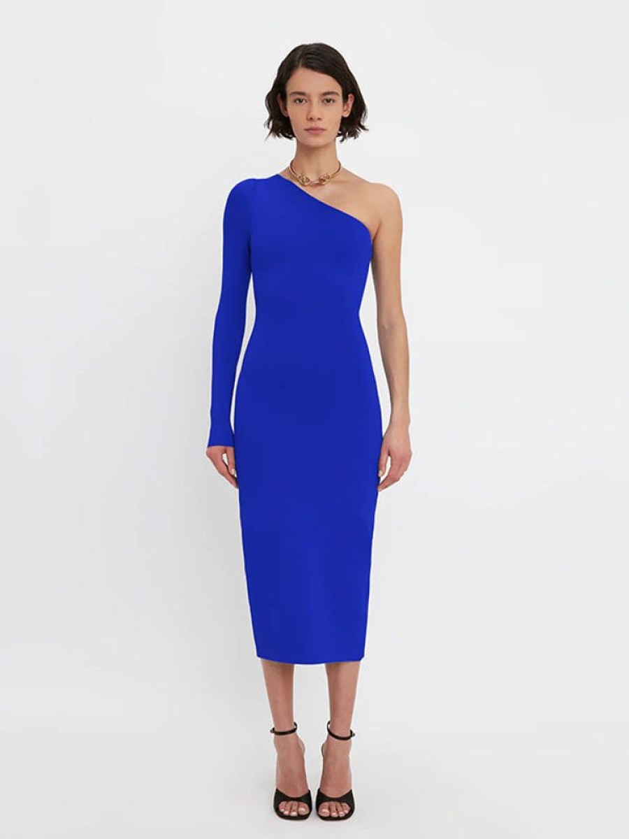 VICTORIA BECKHAM Vb Body One Shoulder Midi Dress In Colbolt