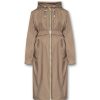 YVES SALOMON Long Belted Waterpoof Jacket In Mid Khaki