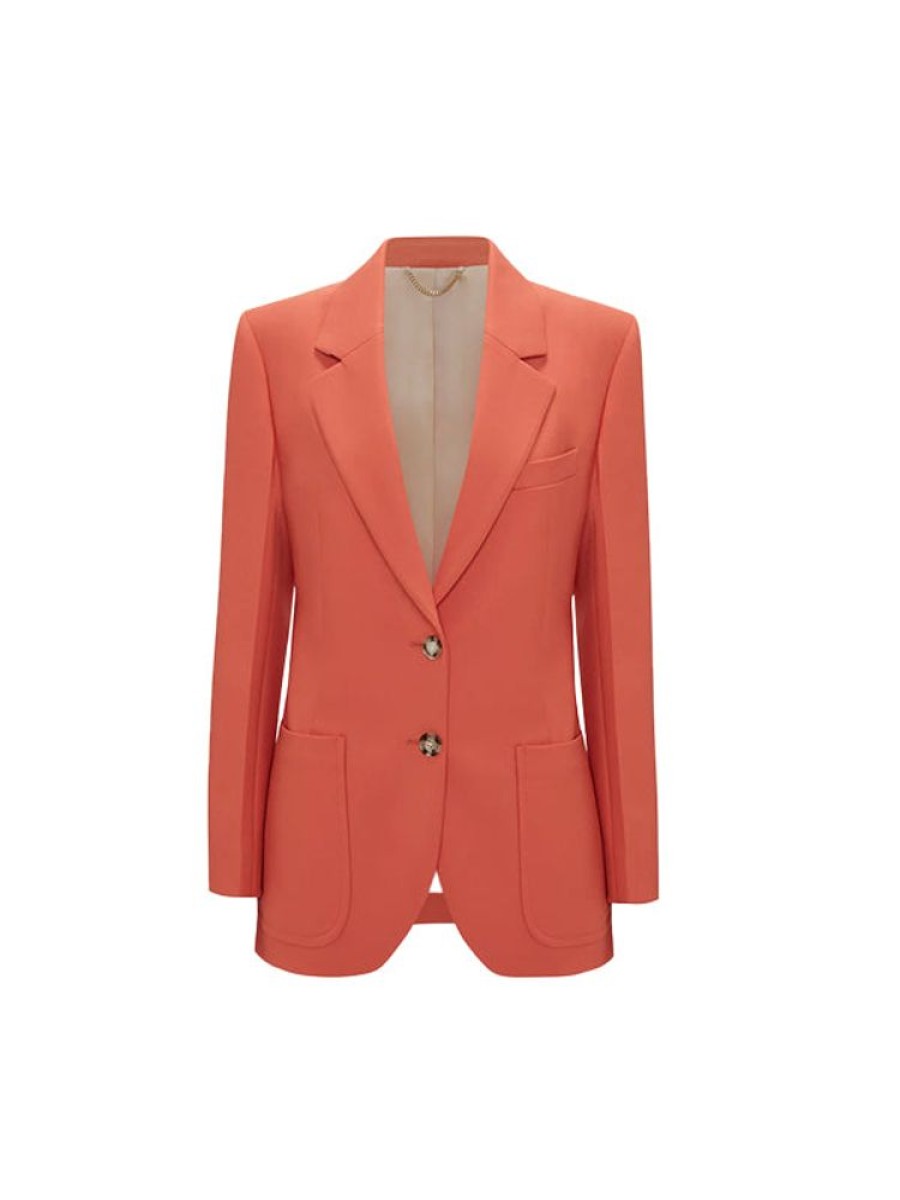 VICTORIA BECKHAM Patch Pocket Jacket In Papaya