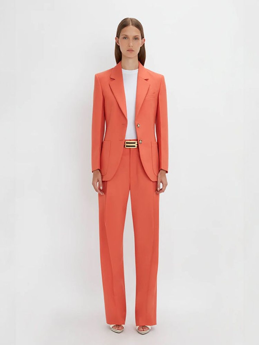 VICTORIA BECKHAM Patch Pocket Jacket In Papaya