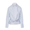 VICTORIA BECKHAM Wrap Front Blouse In Chamomile/Oxford Blue