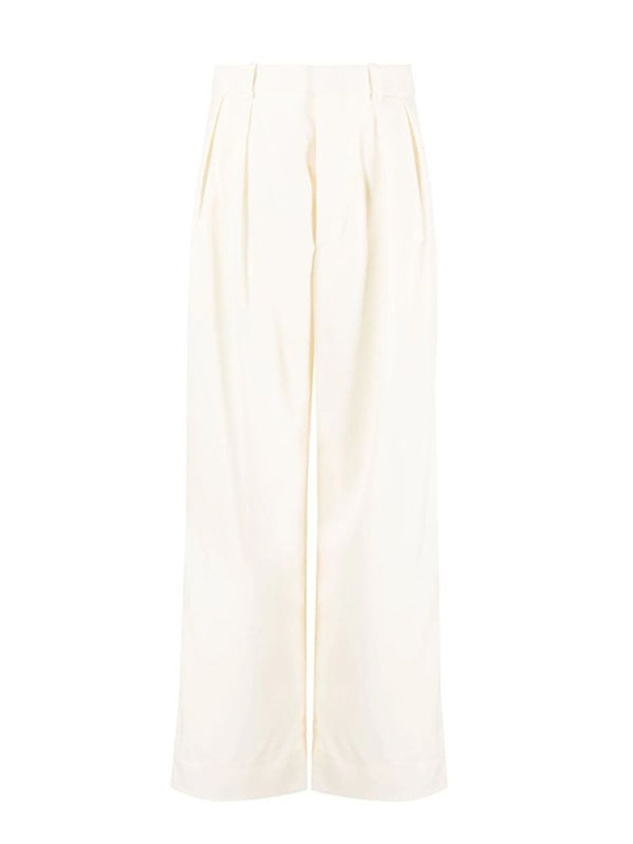 WARDROBE.NYC Low Rise Tuxedo Trouser In Off White