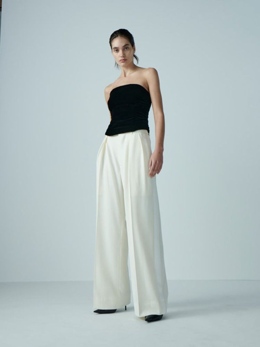 WARDROBE.NYC Low Rise Tuxedo Trouser In Off White