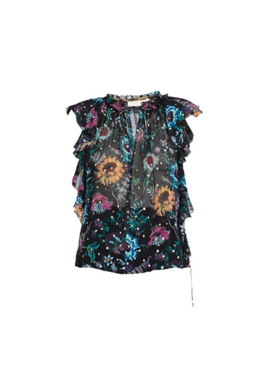 ULLA JOHNSON Dominique Top In Black Iris