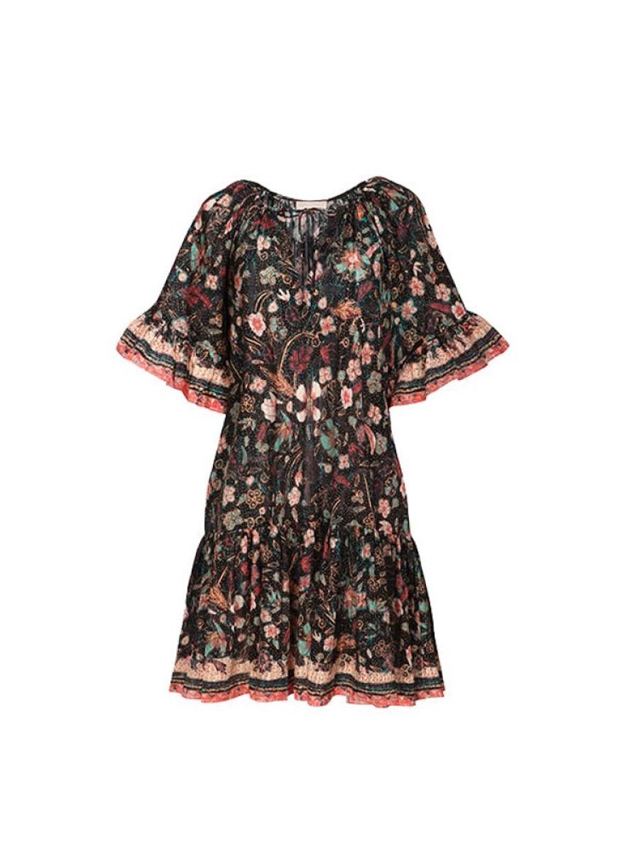 ULLA JOHNSON Malie Dress In Obsidian Botanica