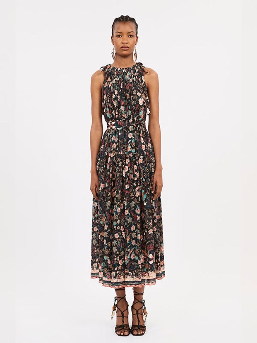 ULLA JOHNSON Samar Dress In Obsidian Botanica