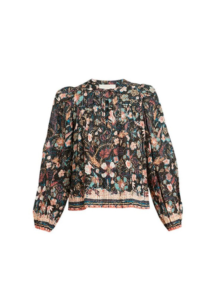 ULLA JOHNSON Andie Blouse In Obsidian Botanica