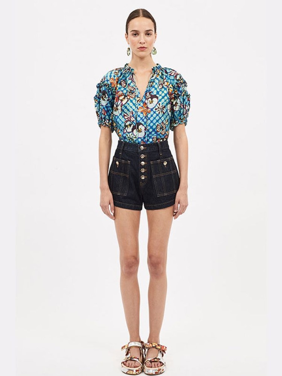 ULLA JOHNSON Annabella Top In Azul