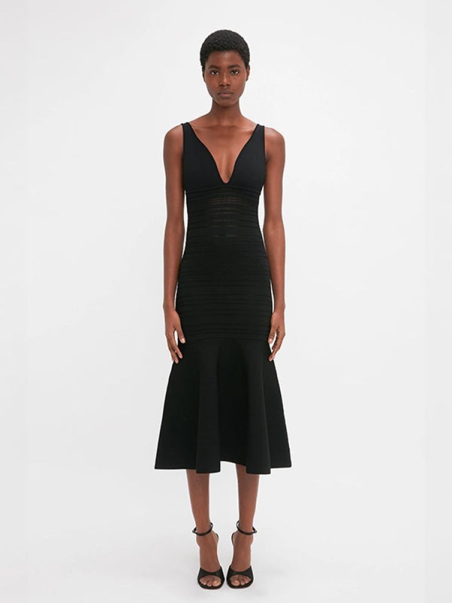 VICTORIA BECKHAM Frame Detail Sleeveless Dress In Black