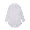 ANINE BING Mika Shirt In White And Lavender Stripe