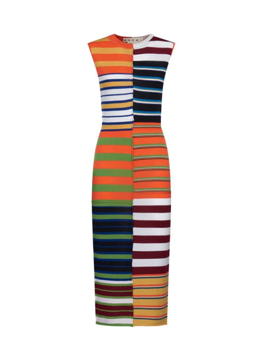 MARNI Sleeveless Midi Dress In Multicolour