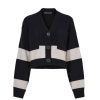 PROENZA SCHOULER Sofia Cardigan In Black Striped Cahsmere