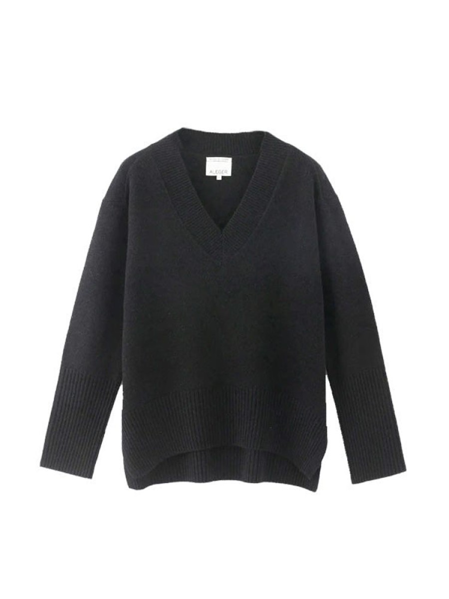 ALEGER CASHMERE N.84 Cashmere Oversized V-Neck In Black