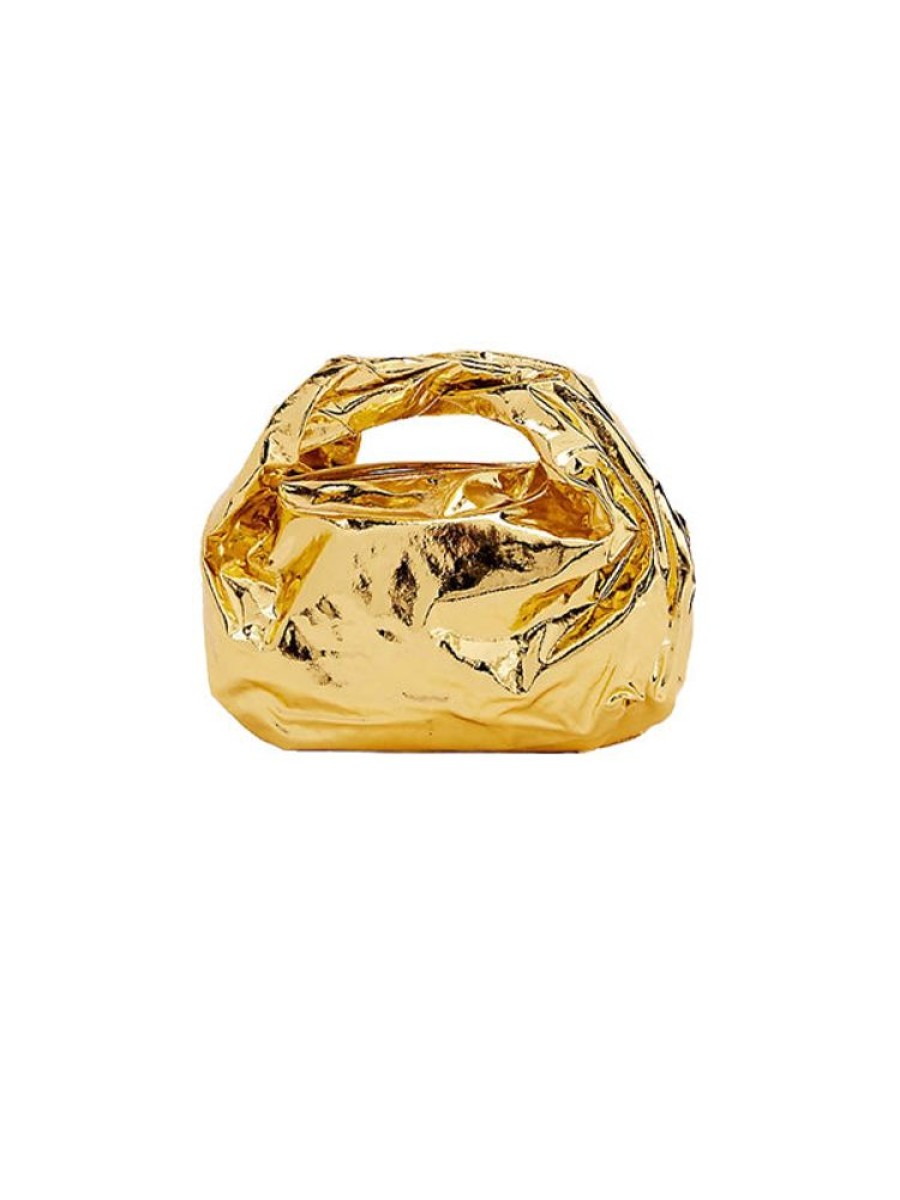 DRIES VAN NOTEN Twist Leather Tote In Gold